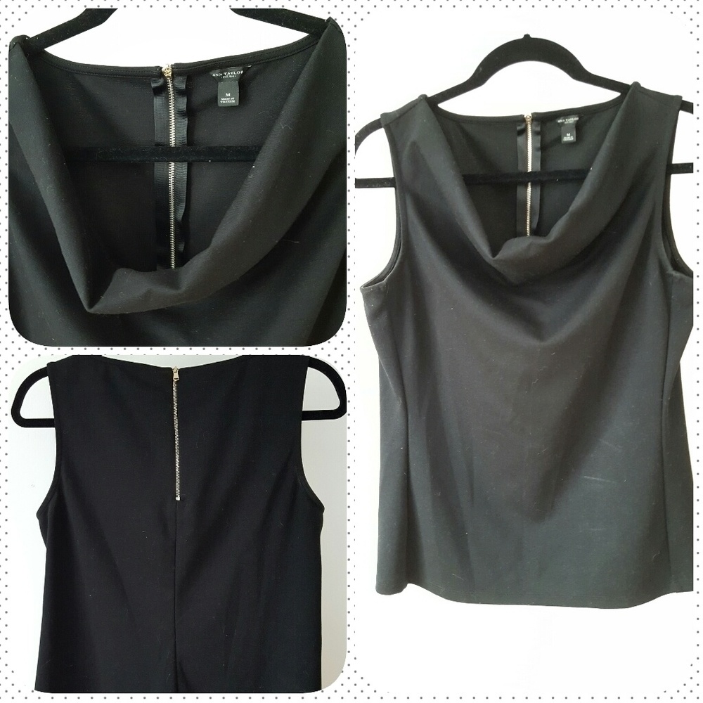 Ann Taylor Black Cowl Neck Blouse - M